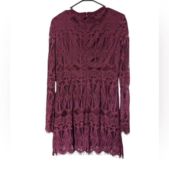 Glamorous Elegant Lace-Up Front Burgundy Wine Boho Fairy Dress Size Large - Picture 2 of 7